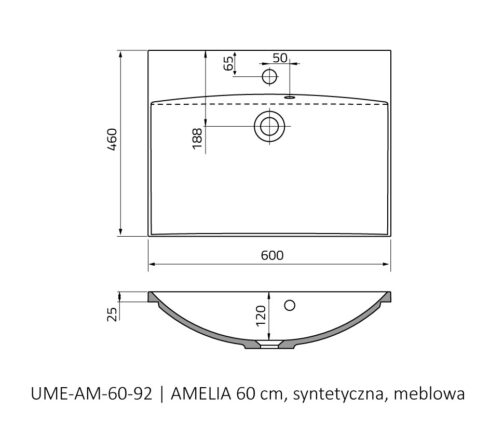 ORISTO AMELIA UMYWALKA MEBLOWA 60 cm, 80 cm, 100 cm, 120 cm - obrazek 2