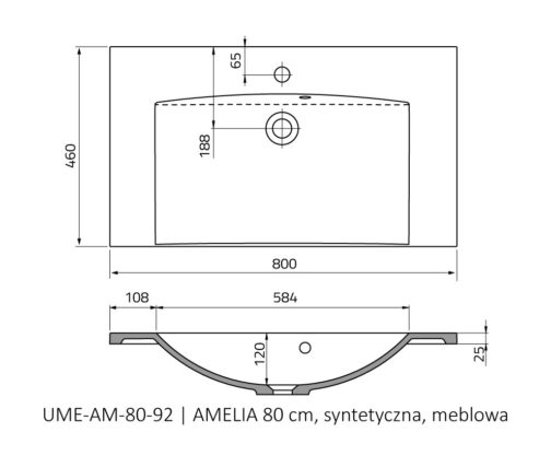 ORISTO AMELIA UMYWALKA MEBLOWA 60 cm, 80 cm, 100 cm, 120 cm - obrazek 4