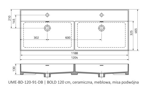 ORISTO BOLD UMYWALKA MEBLOWA CERAMICZNA 60 cm, 80 cm, 120 cm - obrazek 8