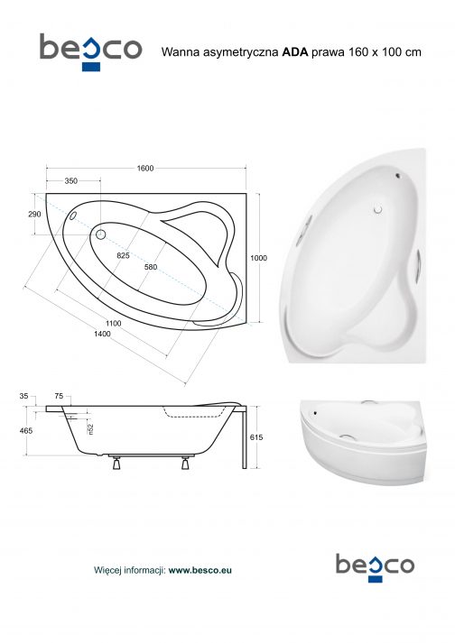 BESCO ADA WANNA ASYMETRYCZNA - obrazek 6