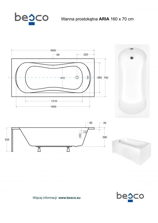 BESCO ARIA PLUS WANNA PROSTOKĄTNA - obrazek 10