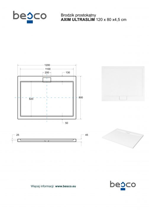 BESCO AXIM ULTRASLIM BRODZIK PRYSZNICOWY PROSTOKĄTNY - obrazek 8