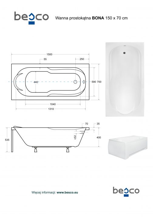 BESCO BONA WANNA PROSTOKĄTNA - obrazek 5
