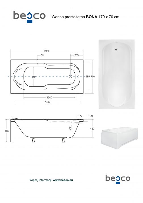 BESCO BONA WANNA PROSTOKĄTNA - obrazek 7