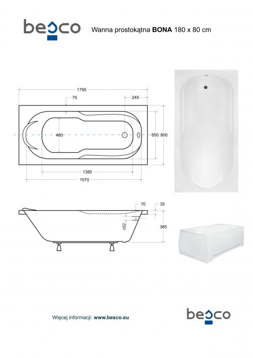 BESCO BONA WANNA PROSTOKĄTNA - obrazek 8