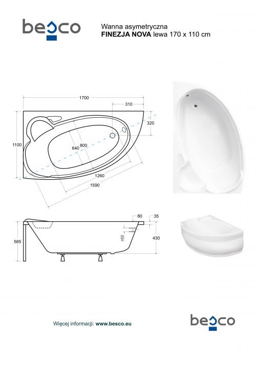 BESCO FINEZJA NOVA WANNA ASYMETRYCZNA - obrazek 9