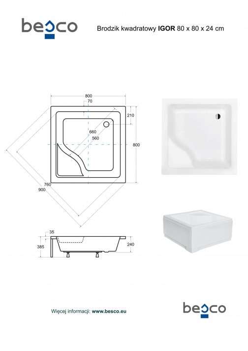 BESCO IGOR BRODZIK PRYSZNICOWY KWADRATOWY - obrazek 3