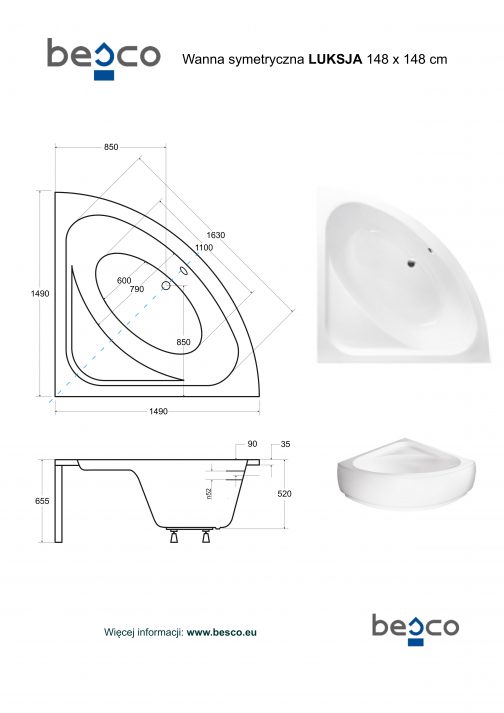 BESCO LUKSJA WANNA SYMETRYCZNA - obrazek 4