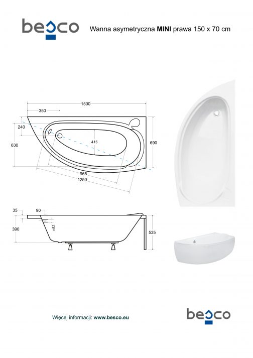 BESCO MINI WANNA ASYMETRYCZNA - obrazek 4