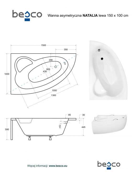BESCO NATALIA WANNA ASYMETRYCZNA - obrazek 5
