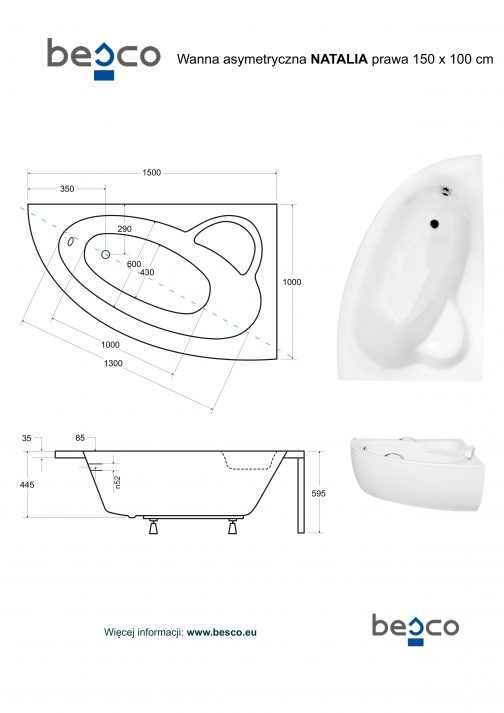 BESCO NATALIA WANNA ASYMETRYCZNA - obrazek 6