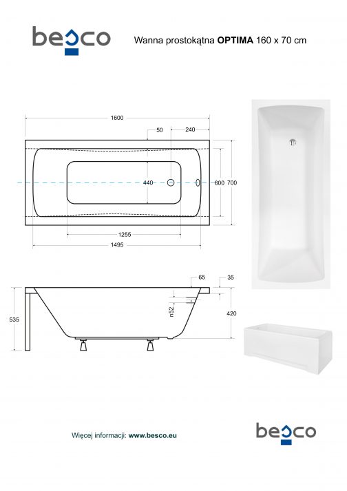 BESCO OPTIMA WANNA PROSTOKĄTNA - obrazek 6