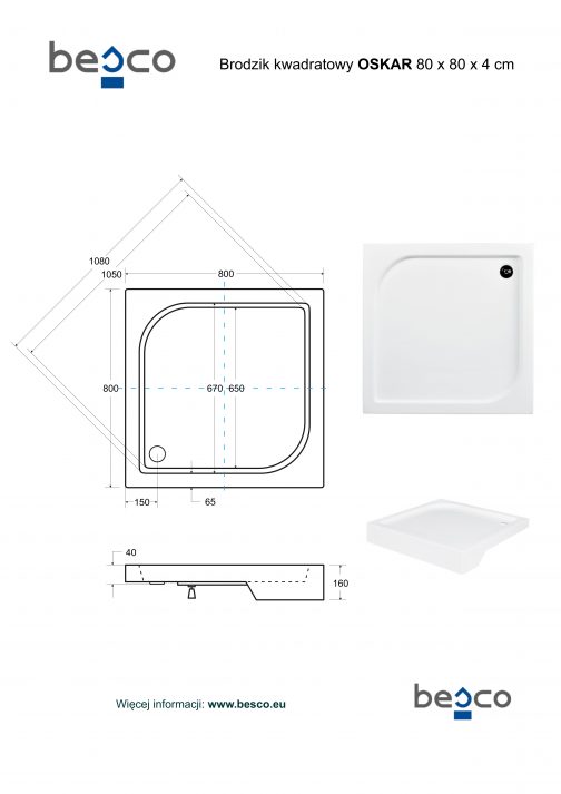 BESCO OSKAR BRODZIK PRYSZNICOWY KWADRATOWY - obrazek 4
