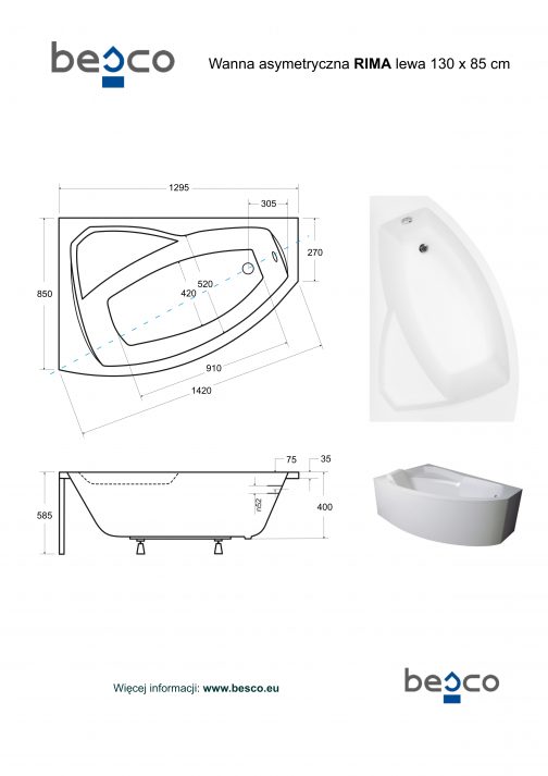 BESCO RIMA WANNA ASYMETRYCZNA - obrazek 4