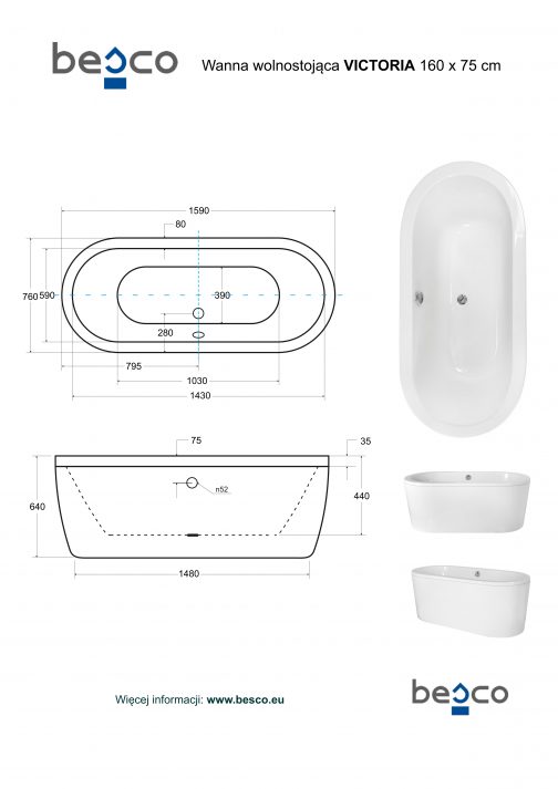 BESCO VICTORIA WANNA WOLNOSTOJĄCA - obrazek 7