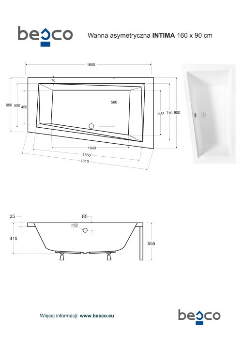BESCO INTIMA WANNA ASYMETRYCZNA - obrazek 6