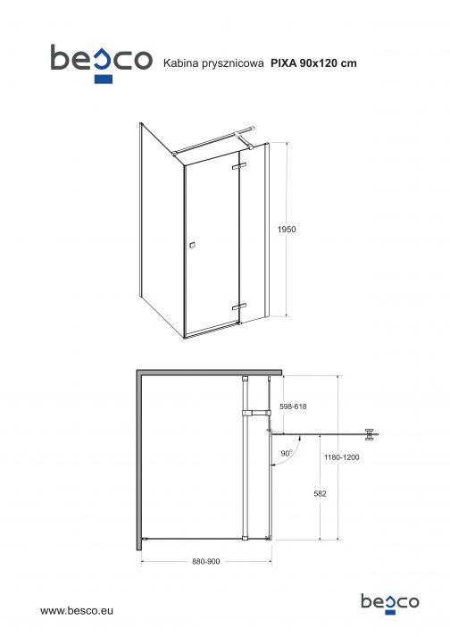 BESCO PIXA KABINA PRYSZNICOWA PROSTOKĄTNA - obrazek 6