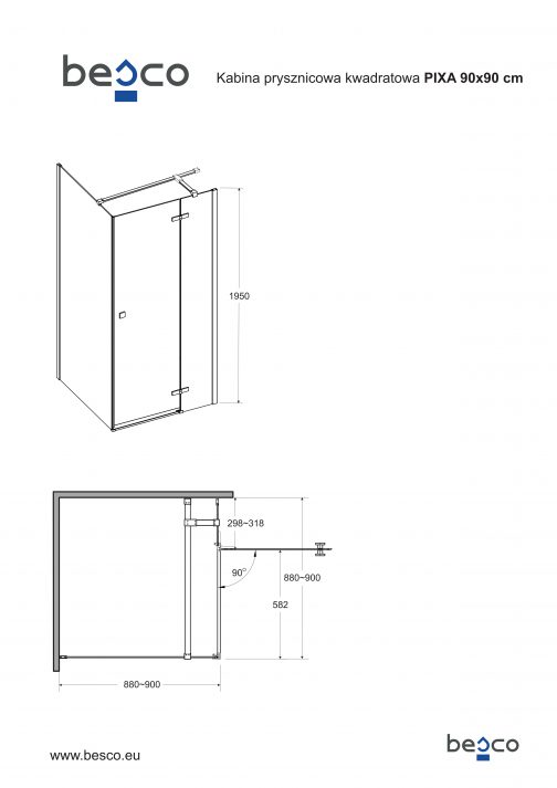 BESCO PIXA KABINA PRYSZNICOWA KWADRATOWA - obrazek 4