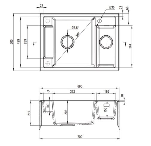 DEANTE MAGNETIC Zlewozmywak granitowy magnetyczny 1.5-komorowy - obrazek 8