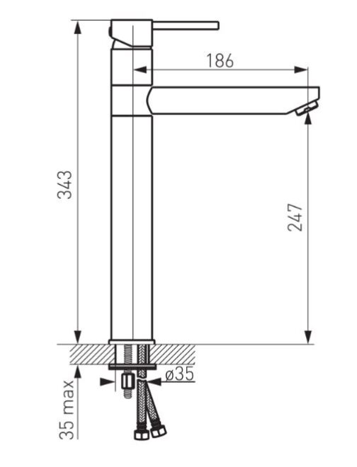 FDESIGN FLUSSO Bateria umywalkowa z korkiem click-clack, chrom FD1-FLS-2L-11 - obrazek 3