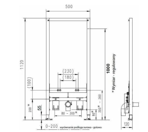 WERIT JOMOTECH Stelaż do bidetu 174-94000297-00 H112 - obrazek 3