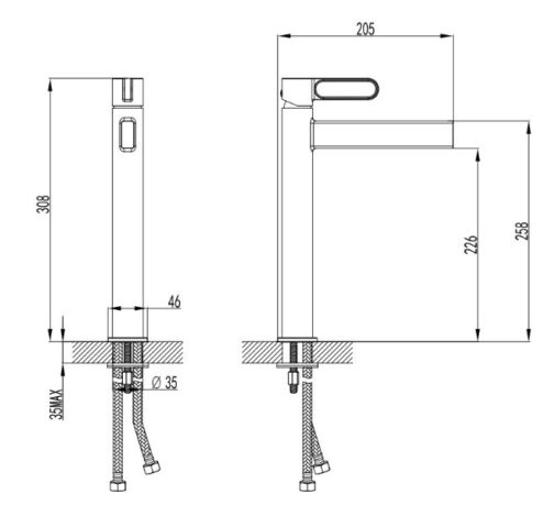 FDESIGN ZAFFIRO Bateria umywalkowa z korkiem click-clack, różowe złoto/czarny FD1-ZFR-2L-25 - obrazek 3